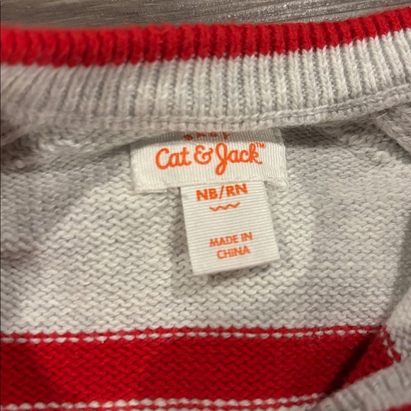 Cat & Jack Red and White Striped Footie - Picture 4 of 5
